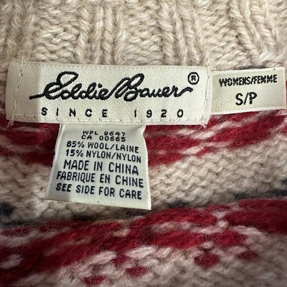 Vintage Eddie Bauer Womens Small Wool Blend Sweater Snowflake Holiday - Picture 3 of 5